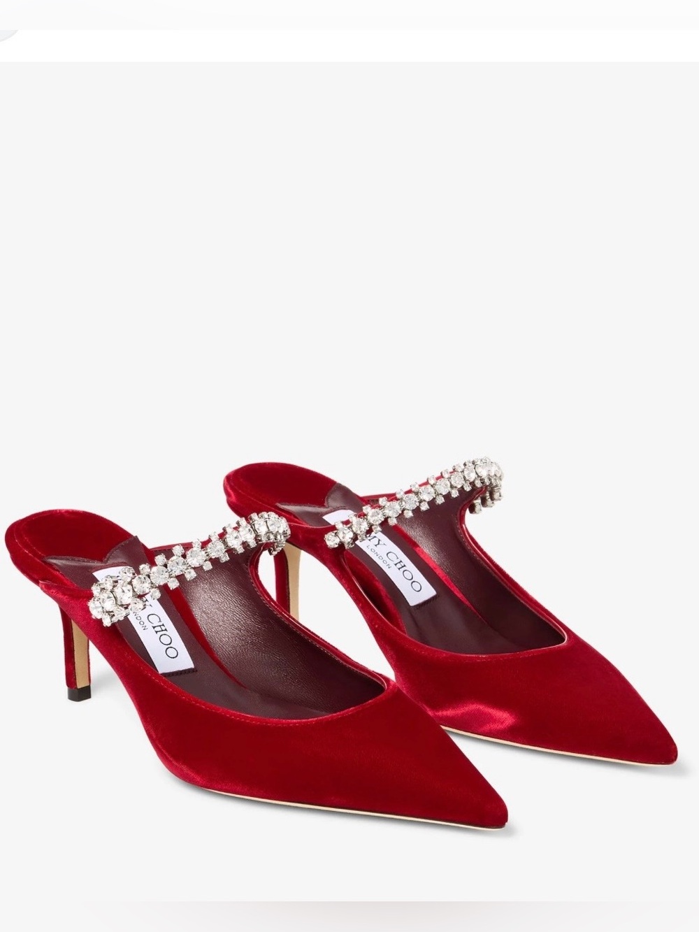 Jimmy Choo Bing 65MM Crystal-Embellished Velvet Mules  🍒